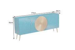 Massives Sideboard AURUM 180cm türkis Mangoholz mit ikonischem Gold-Element