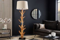 Design Stehlampe TREE NATURE 180cm Massivholz Leinenschirm handmade