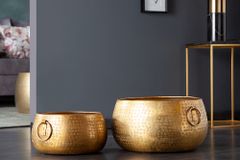 Handgefertigte Schalen 2er Set ORIENT gold Blumentopf im Hammerschlagdesign
