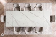 Design Esstisch DIAMOND 180-260cm matt weiß Keramik Metallgestell schwarz