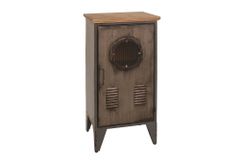 Industrial Schrank NAUTILUS 85cm natur grau Metall Massivholz Vintage Spind