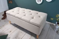 Chesterfield Truhenbank CASTLE 100cm Sitzbank beige Landhausstil mit Stauraum