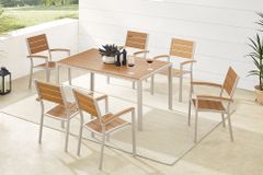 Moderner Gartenstuhl DESIGNO natur greige Aluminium stapelbar wetterfest