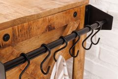 Industrial Barschrank BODEGA 86cm Mangoholz Servierwagen mit Weinregal und Aufhängung