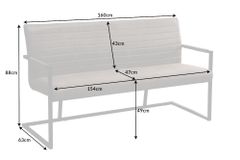Industrial Freischwinger Bank LOFT 160cm taupe mit Armlehne
