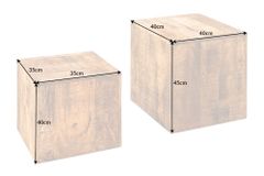 Massives 2er Set Beistelltisch CURACAO 45cm natur Mangoholz Würfel handmade Couchtisch