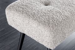 Design Sitzbank BOUTIQUE 100cm champagner greige Bouclé schwarze Metallbeine Polsterbank