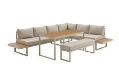 Wetterfestes Gartenmöbel Set IBIZA GRAND 280cm greige Aluminium inkl. Sitzpolster