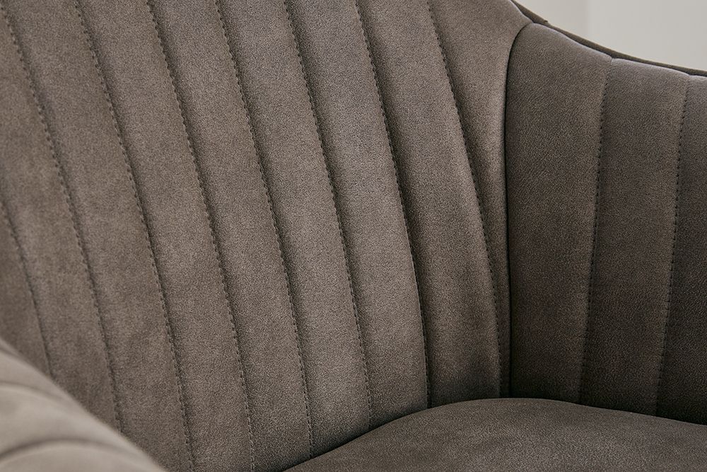 Drehbarer Design Stuhl LIVORNO vintage taupe Buchenholz Beine mit Armlehnen