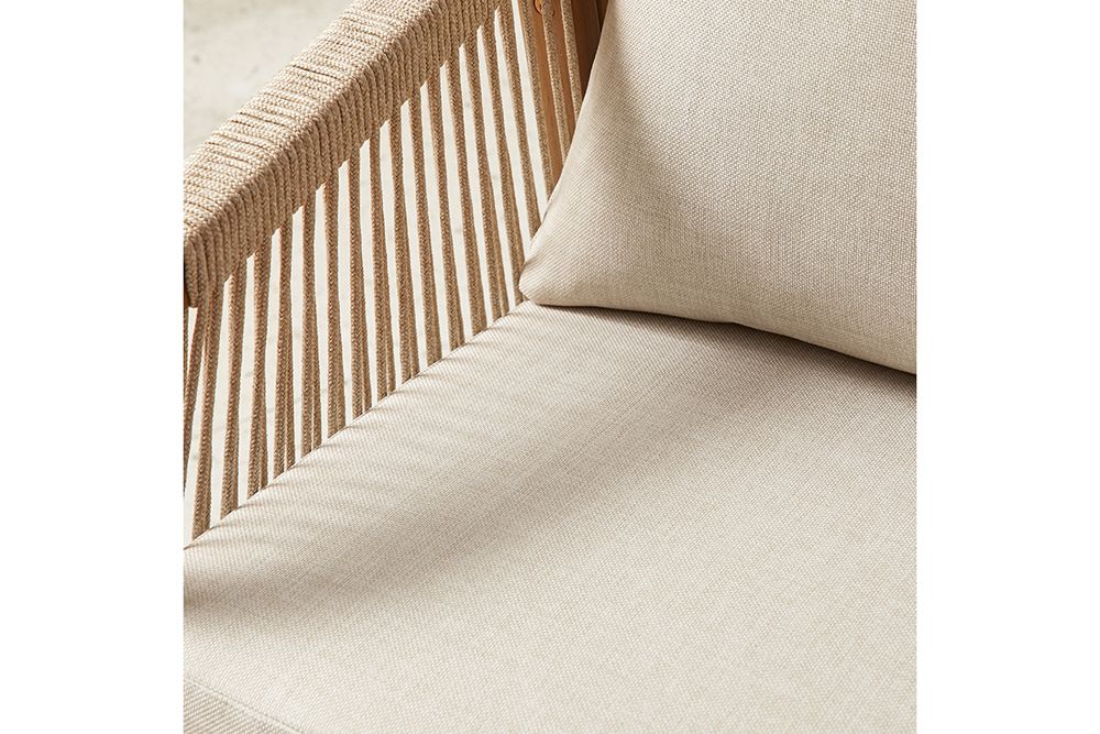 In- und Outdoor Gartenstuhl BALI ROPE natur beige Akazie wetterfest mit Armlehne Kissen