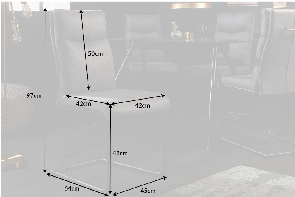 Moderner Freischwinger Stuhl COMFORT grau mit Komfortgriff