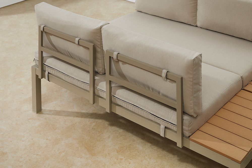 Modulare Garten Sitzgruppe ORLANDO LOUNGE 240cm champagner greige Aluminium wetterfest inkl. Kissen