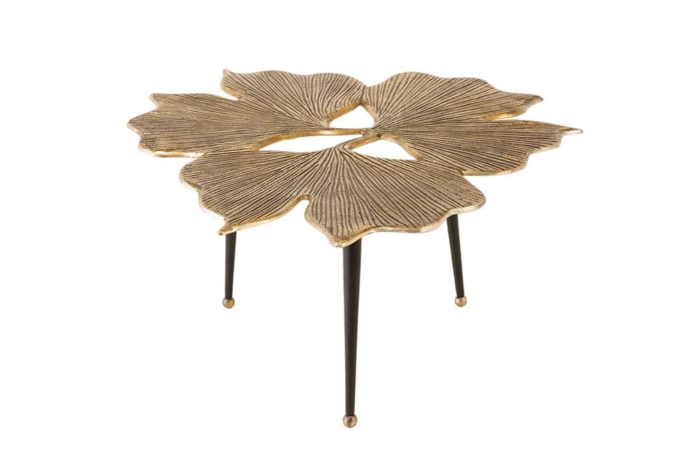 Dekorativer Couchtisch GINKGO LEAFS 75cm gold handmade Metall