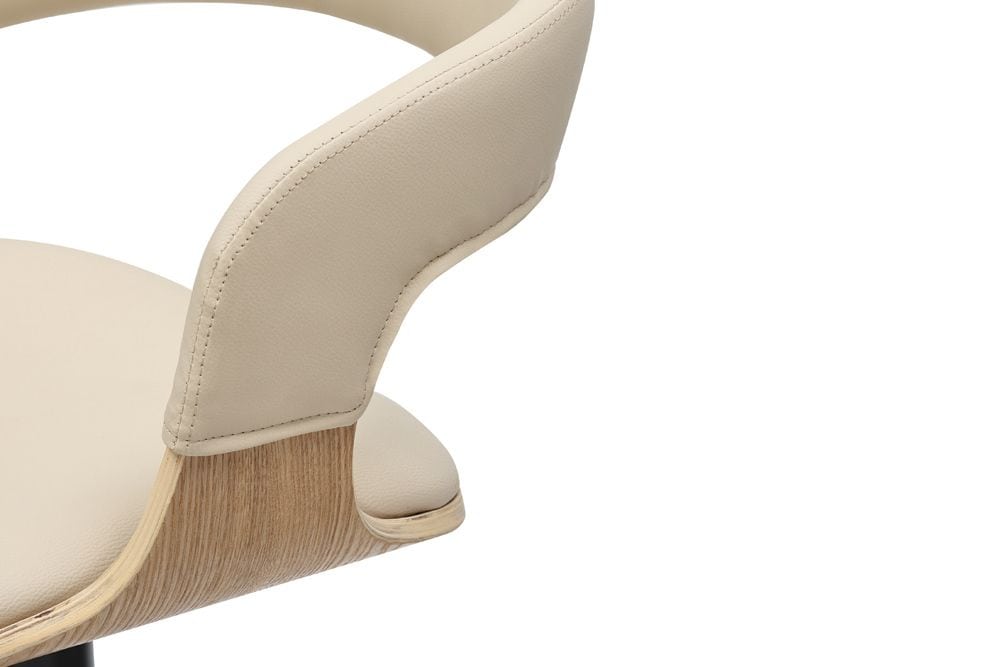 Höhenverstellbarer Barhocker MANHATTAN natur Eiche creme beige Kunstleder drehbar