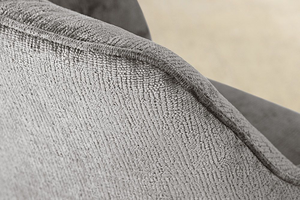 Drehbarer Retro Stuhl AVIGNON grau Chenille schwarze Metallbeine