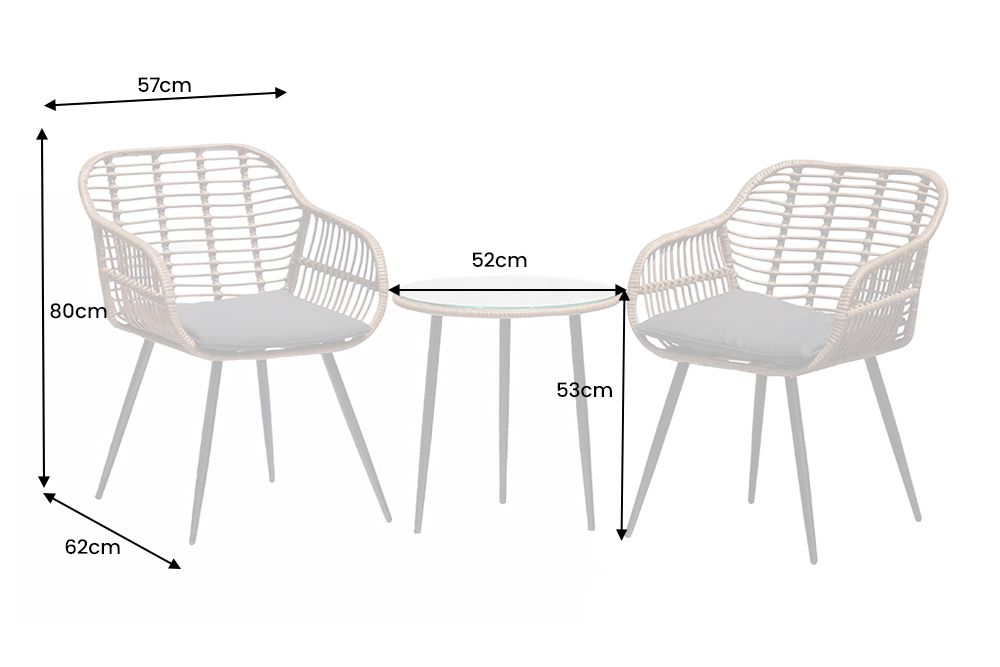 In- und Outdoor Bistro Balkon-Set PARIS braun Polyrattan Sitzgruppe wetterfest mit Tisch