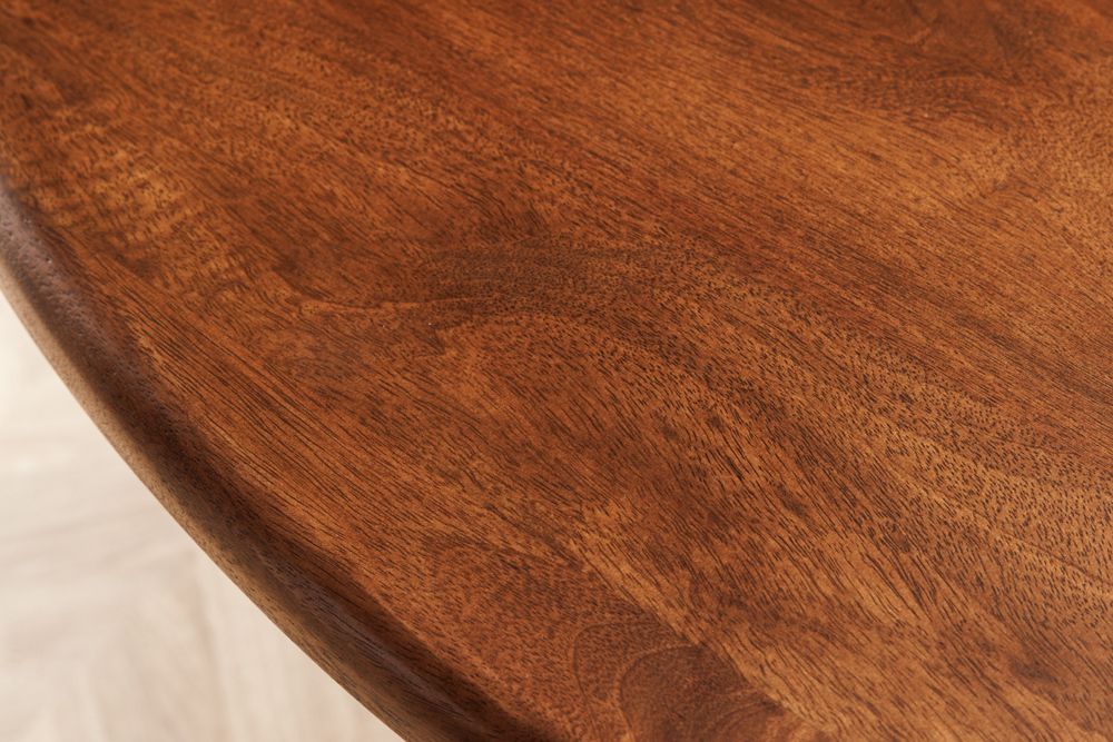 Massiver Esstisch MAESTRO 130cm braun Mangoholz rund mit Säulenfuß