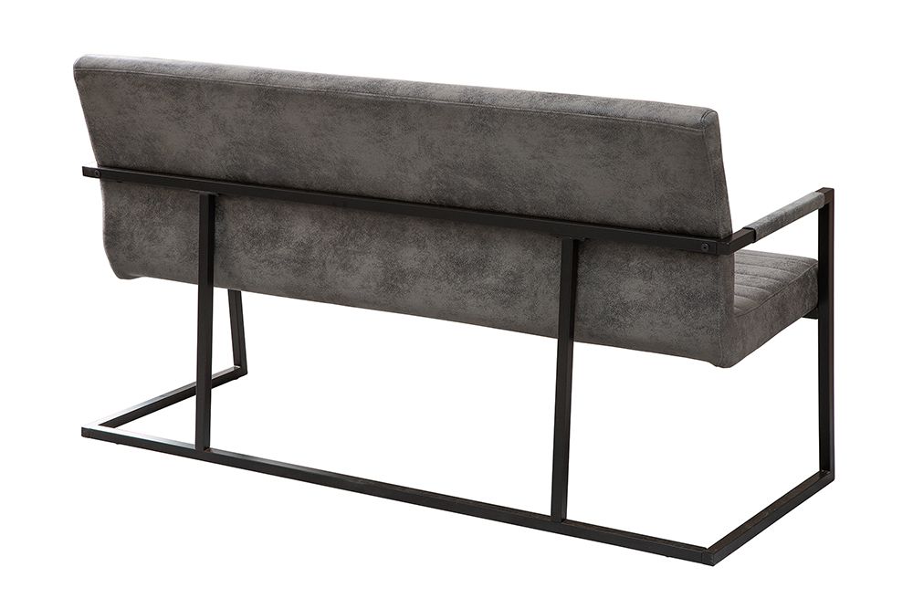 Industrial Freischwinger Bank LOFT 160cm vintage grau mit Armlehne