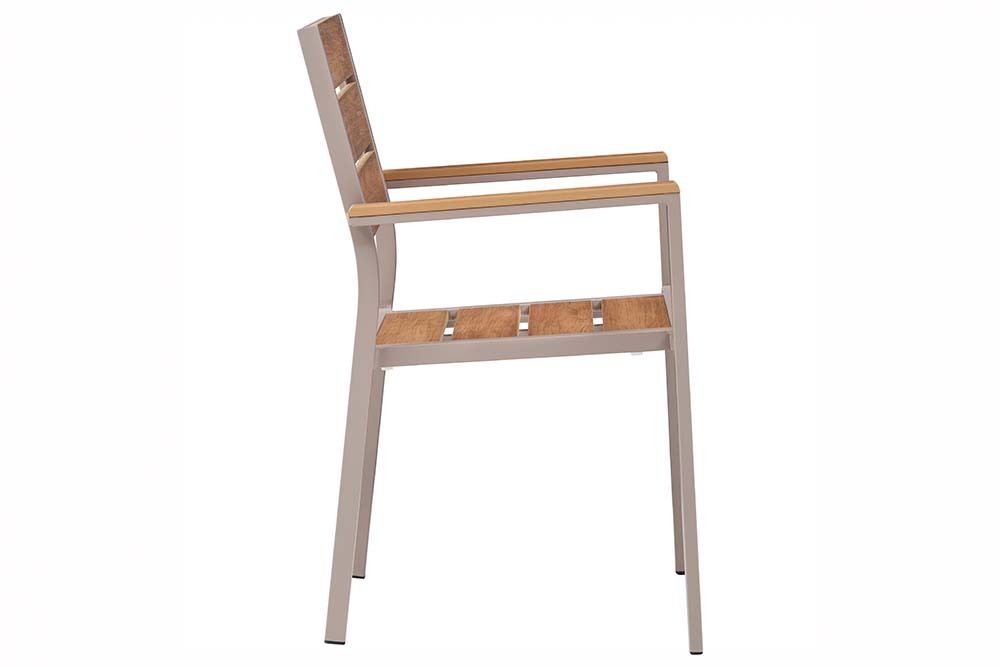 Moderner Gartenstuhl DESIGNO 90cm natur greige Aluminium stapelbar wetterfest