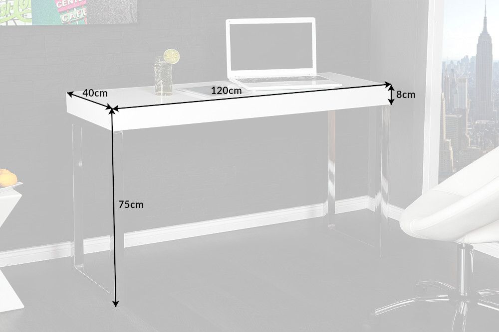 Design Konsole WHITE DESK 120cm weiß Hochglanz Bürotisch