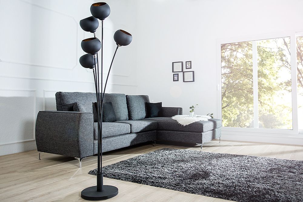 Elegante Design Stehlampe MAGMA 170cm schwarz gold Stehleuchte