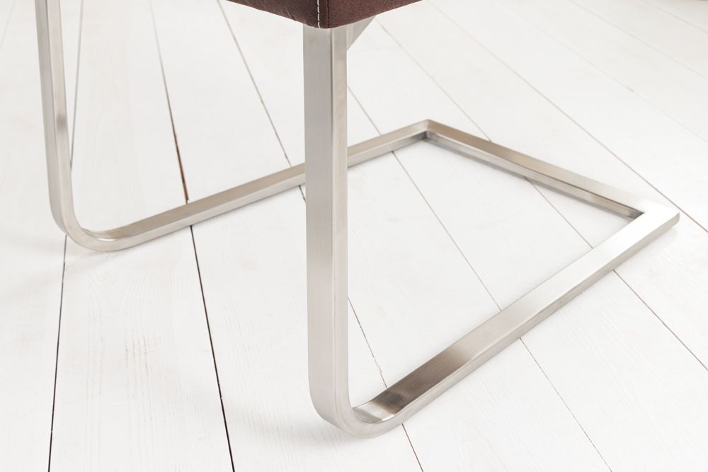 Freischwinger Stuhl SAMSON dark coffee Edelstahlrahmen mit Komfortgriff