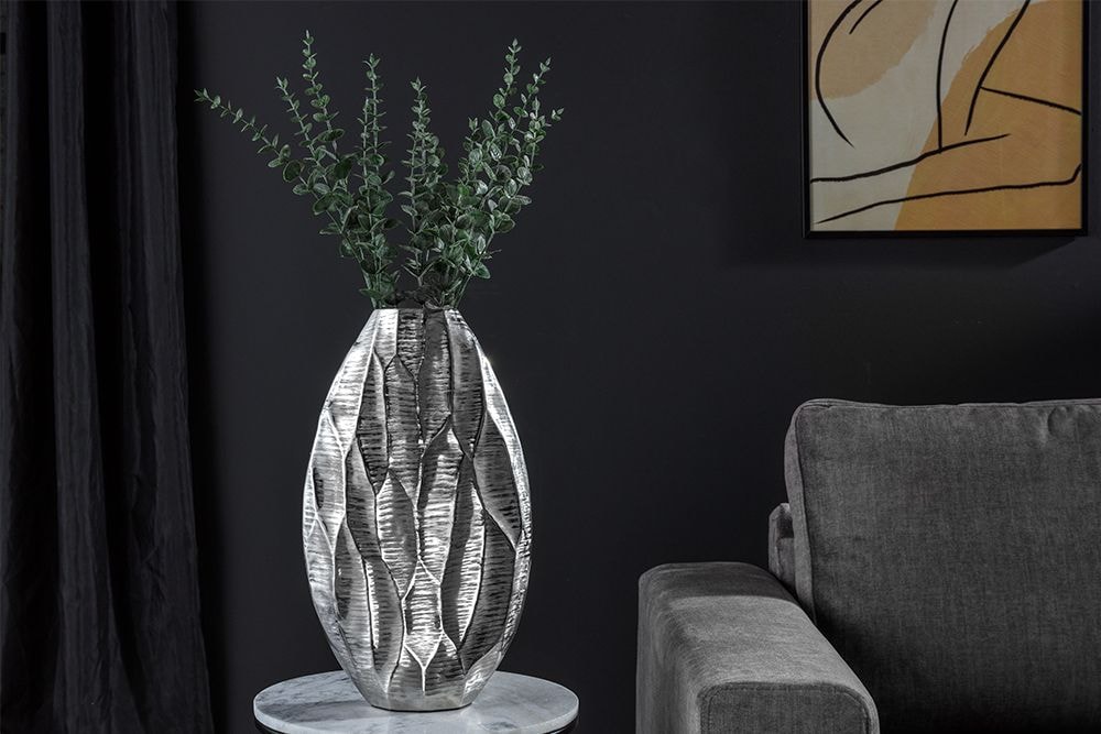 Elegante Vase ORGANIC ORIENT 44cm silber Hammerschlag Design