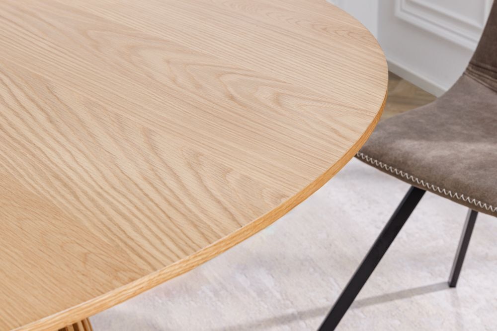 Runder Esstisch VALHALLA WOOD 140cm natur Eichenholz Säulenfuß