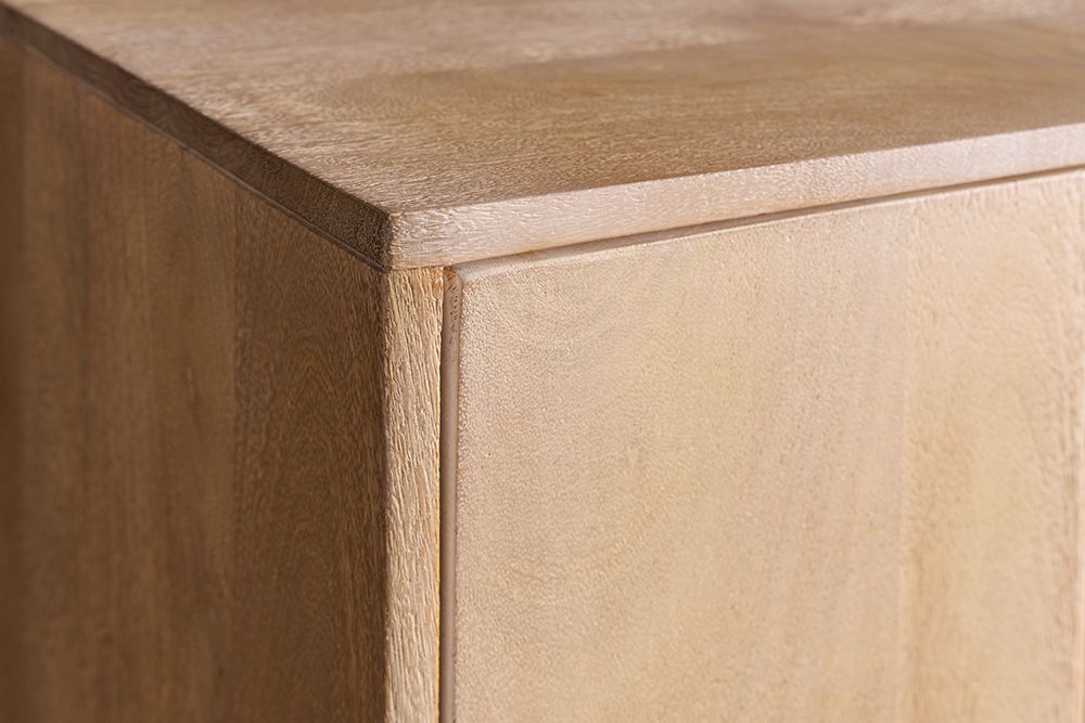 Design Highboard ART DECO 120cm weiß gekälkt Mangoholz massiv 3D Front