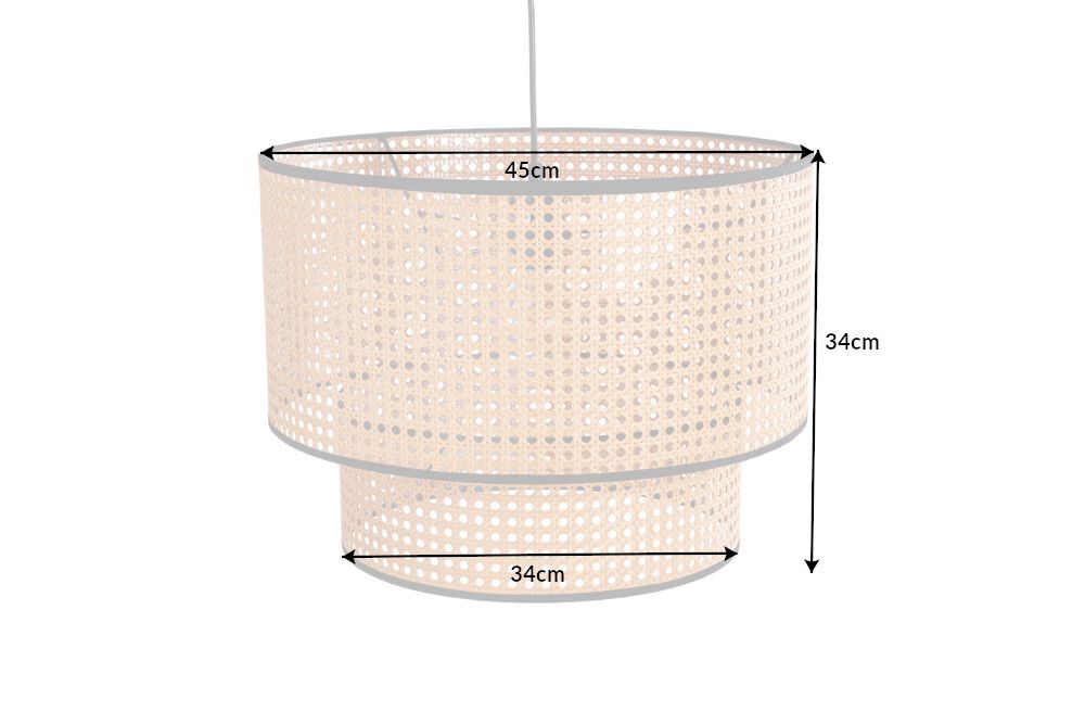 Boho Hängelampe VIENNA 45cm natur schwarz Wiener Geflecht Leuchte