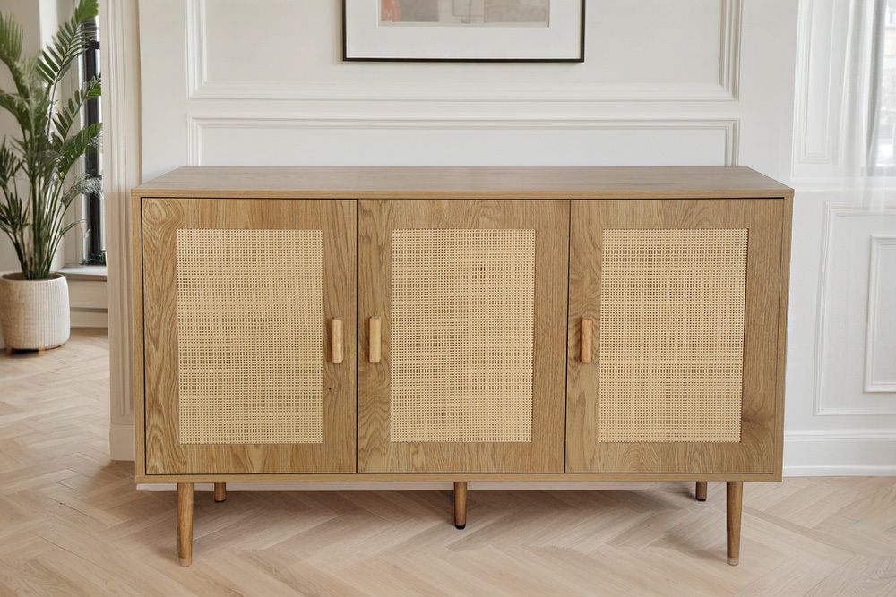 Design Sideboard VIENNA 120cm natur Wiener Geflecht Kommode