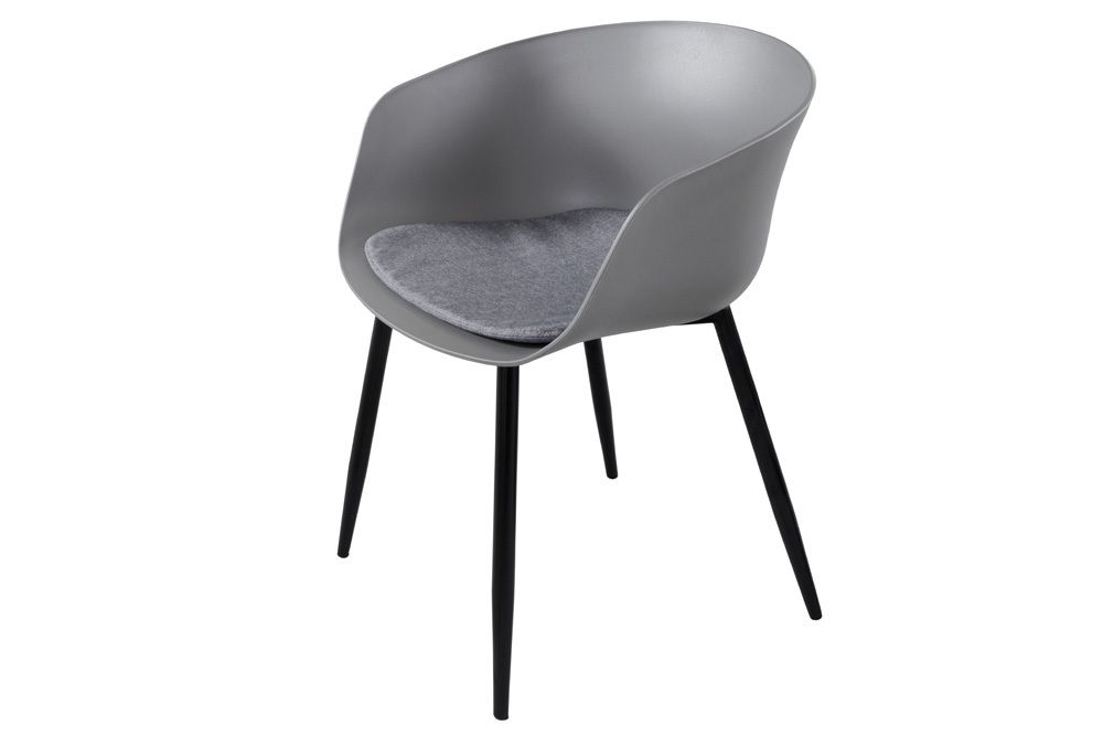 Moderner Stuhl DESIGNO grau Kunststoff Gartenstuhl mit Armlehnen Indoor Outdoor