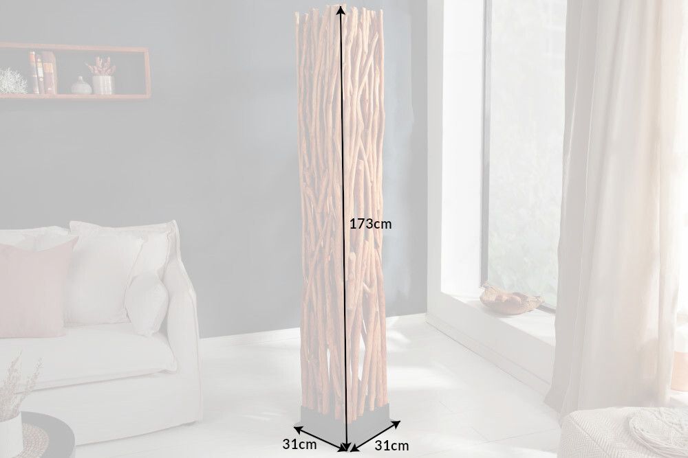 Handgefertigte Stehlampe NATURE ART 173cm aus Longan-Massivholz