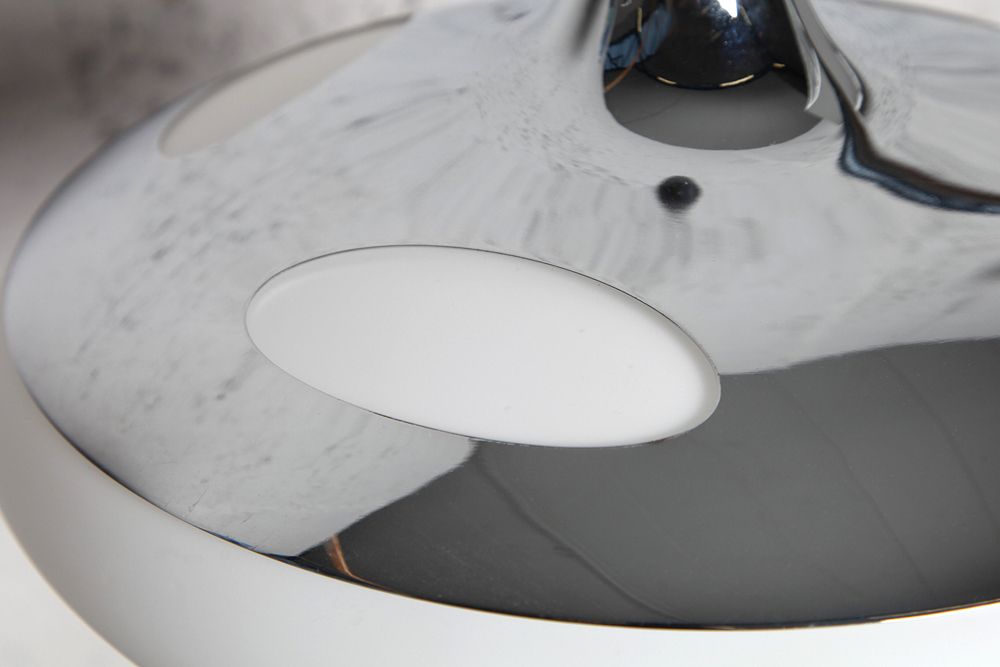 Moderne Tischlampe LUNA LOGO 45cm silber verchromt Tischleuchte