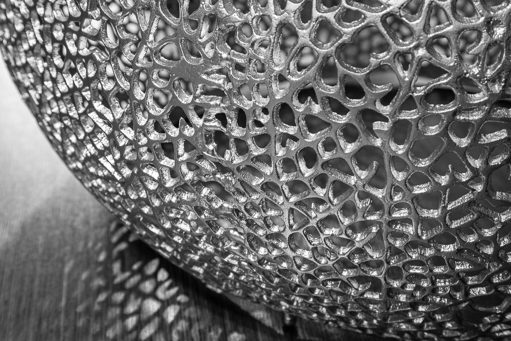 Filigraner Design Couchtisch ABSTRACT LEAF 80cm silber Handarbeit