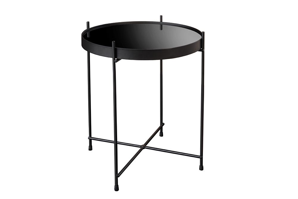 Runder Couchtisch ELEGANCE 45cm anthrazit Glas schwarz Metallgestell
