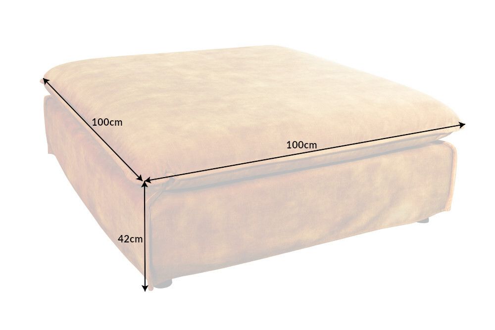Großer Hussenhocker HEAVEN 100cm senfgelb Samt Landhausstil Sofahocker waschbarer Bezug