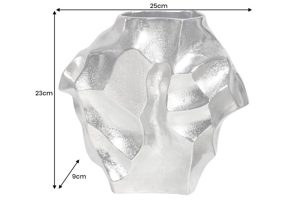 Handgefertigte Vase LIQUID 25cm silber Metall Hammerschlag Design