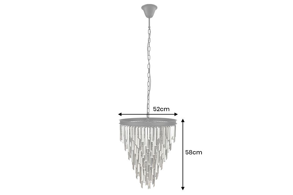 Luxus Kronleuchter KRISTALL 50cm grau mit Glasprismen schwarz Eisen Hängelampe