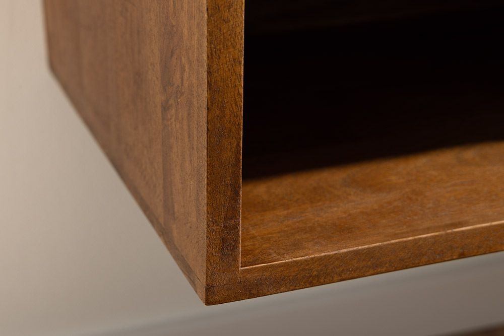 Hängender Nachttisch PURE 50cm braun Mangoholz honey finish Wandregal Schublade