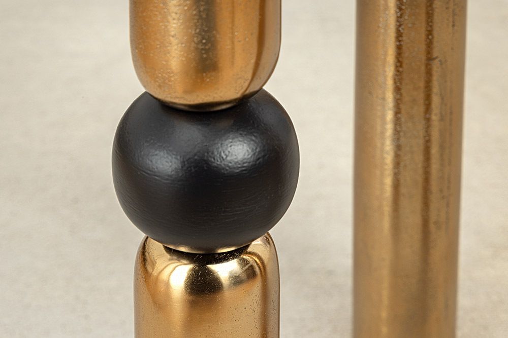 Handgefertigter Beistelltisch ABSTRACT 55cm gold schwarz Metall rund