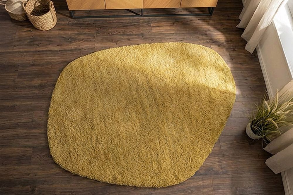 Design Teppich ORGANIC 180x120cm senfgelb Hochflor Indoor-Teppich organische Form