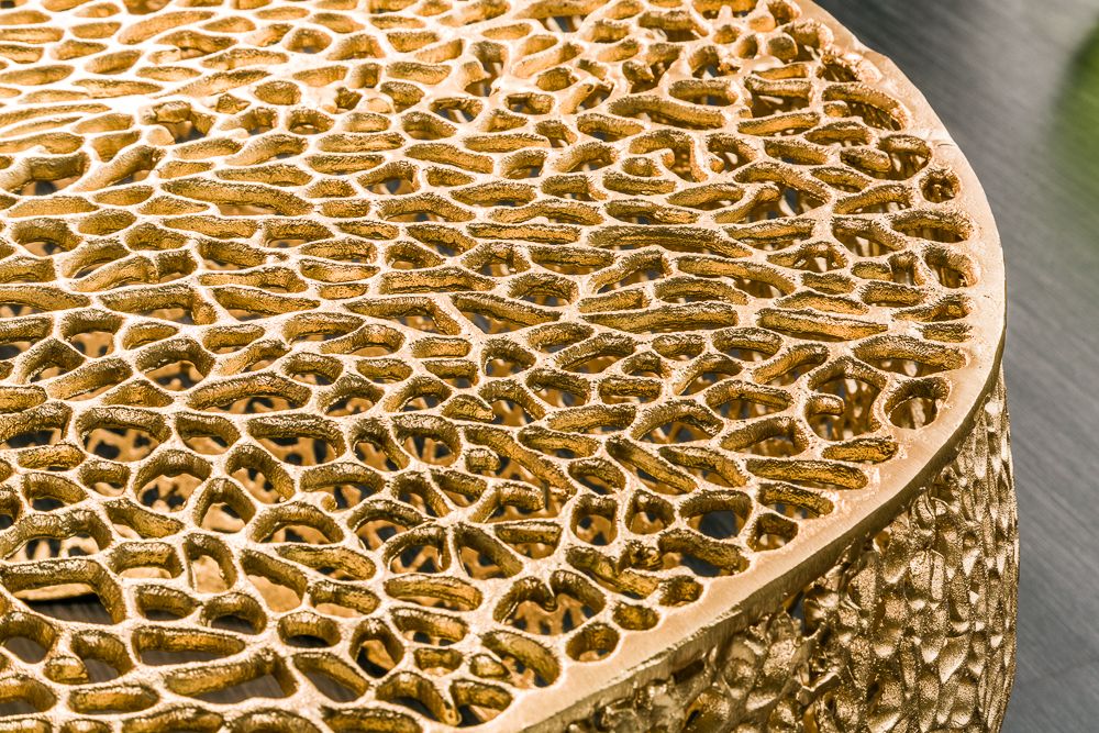 Filigraner Design Couchtisch ABSTRACT LEAF 80cm gold Handarbeit