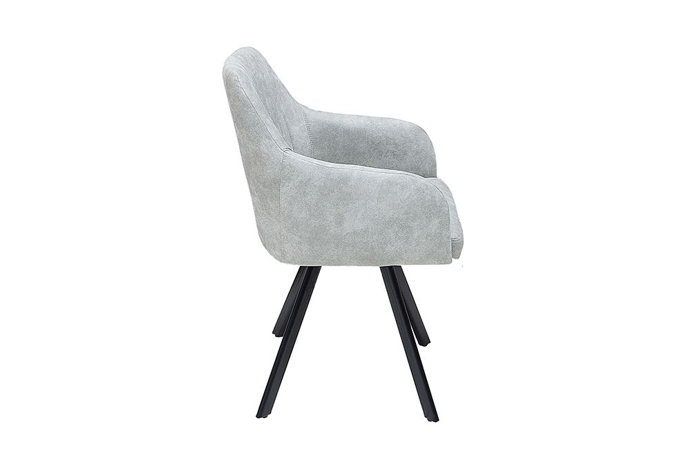 Retro Design Stuhl LUCCA stone grau Microfaser mit Armlehne Steppung gepolstert
