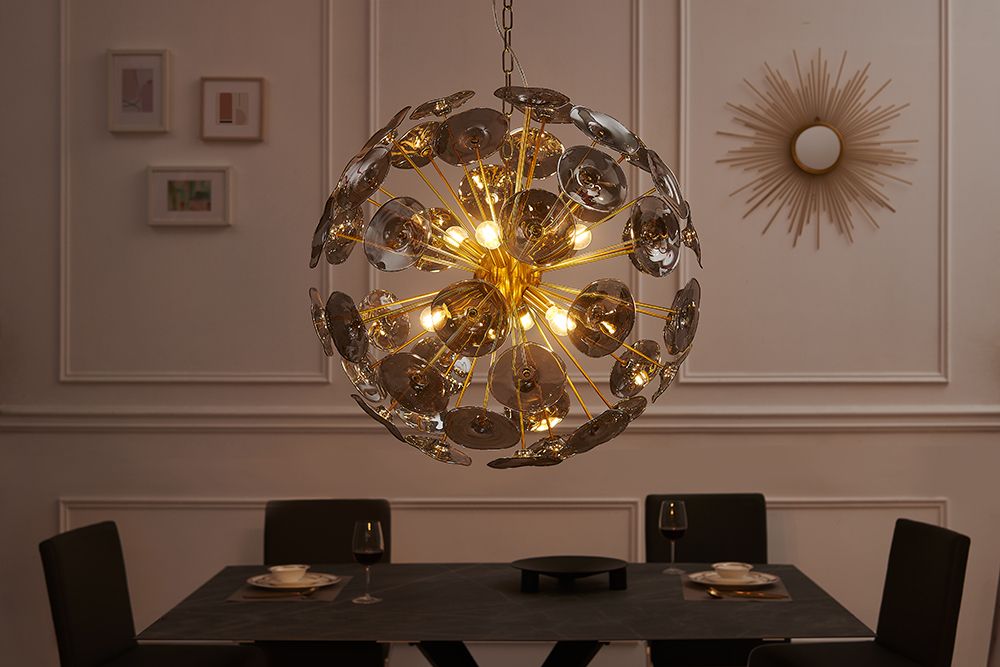 Moderne Design Hängeleuchte INFINITY HOME 65cm Glas gold Pendelleuchte