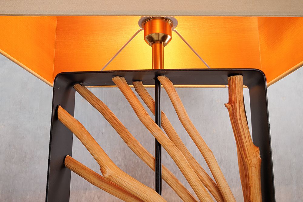 Handgefertigte Stehlampe EUPHORIA 165cm natur Longanholz beige mit Lampenschirm