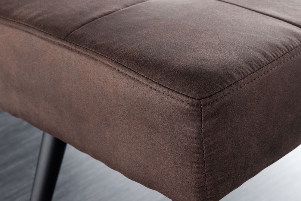 Design Sitzbank BOUTIQUE 100cm antik braun Microfaser schwarze Metallbeine Polsterbank