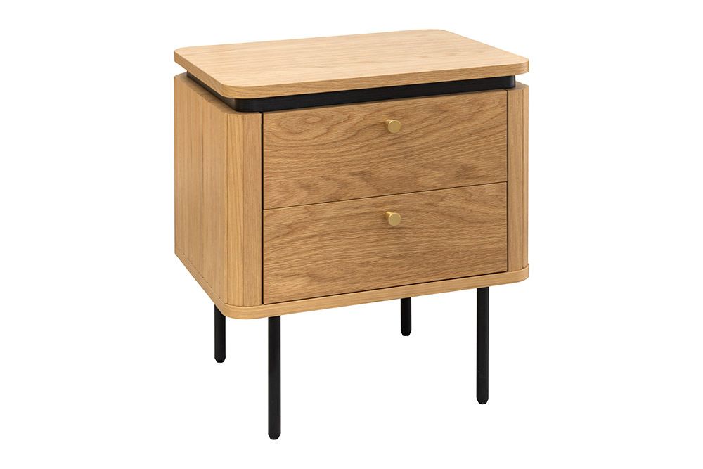 Moderner Nachttisch ATELIER 55cm Eiche Beistelltisch mit Schubladen