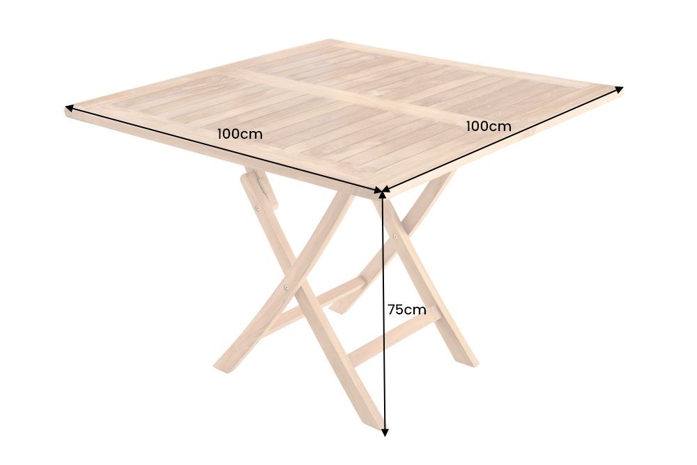 Massiver Esstisch EMPIRE TEAK 100cm natur Teakholz klappbar