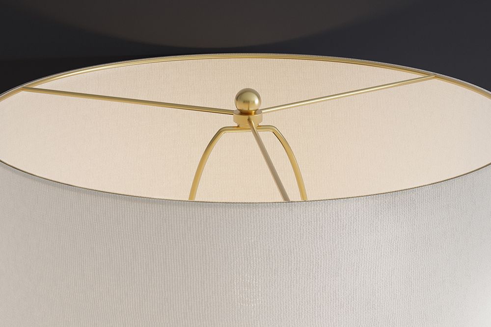 Moderne Tischlampe ELEGANCIA 65cm weiß gold Keramik weißer Leinenschirm